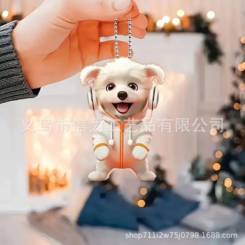 Cross-border nuevo creativo 2D lindos perros de peluche cachorro hombre mochila colgante acrílico colgante de automóvil