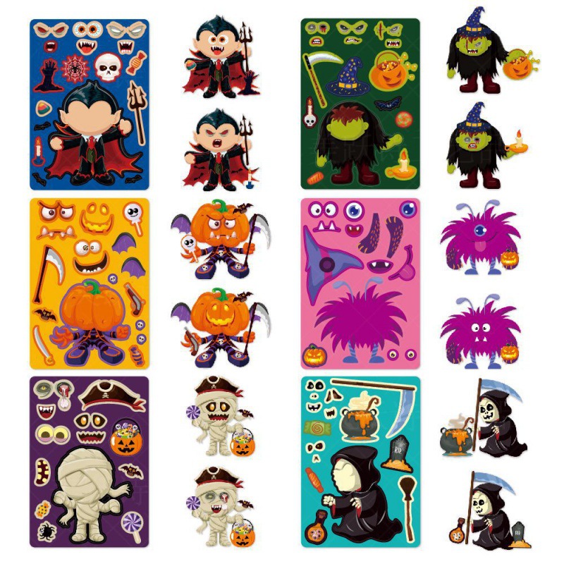 Adhesivo de bricolaje de decoración de Halloween transfronterizo Tarjeta de felicitación de vacaciones de Halloween Etiqueta engomada de decoración de cuentas a mano Suministros de decoración de regalos