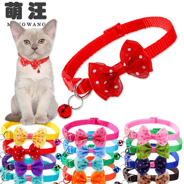 Dot Bow Pet Collar Small Dot Bow Cat Collar Pet Accessories Cat and Dog Bell Collar