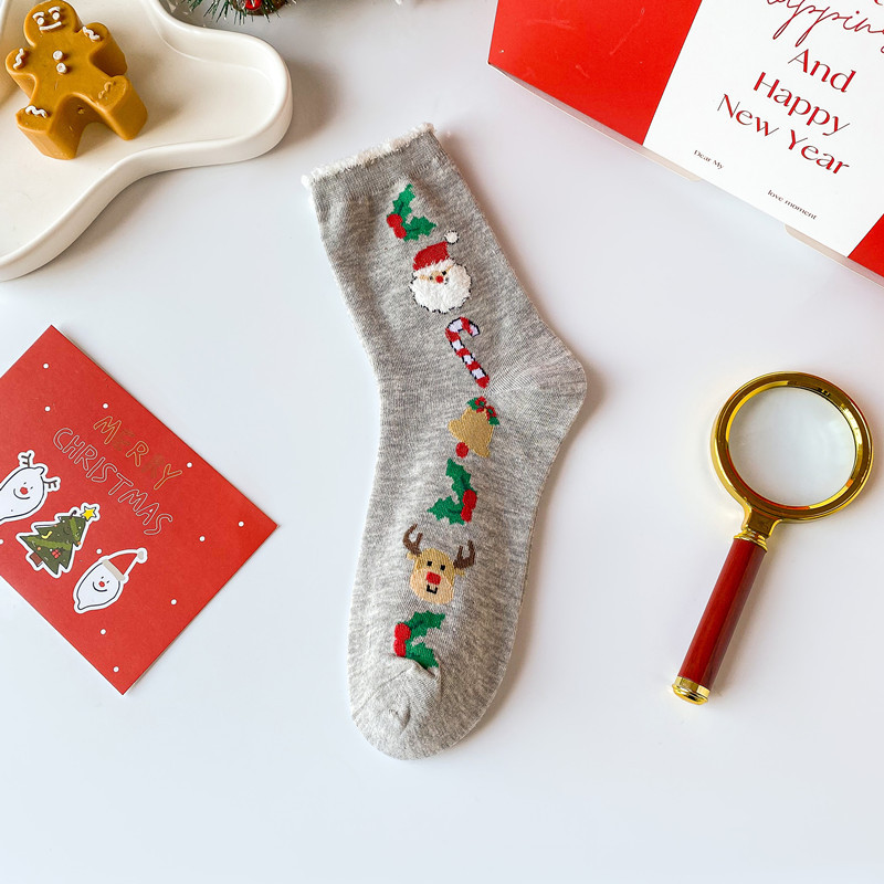 Chaussettes rouges Père Noël coréennes pour enfants, nouvelle collection automne/hiver_voghion.com