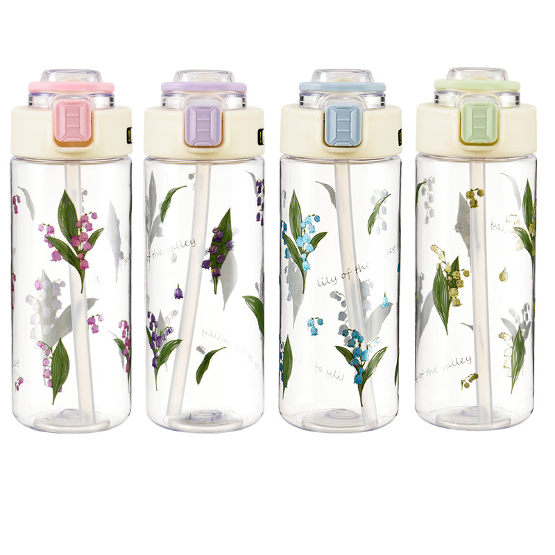 Taza de agua para estudiantes de alto valor con lenguaje de flores de lirio de los valles de verano
