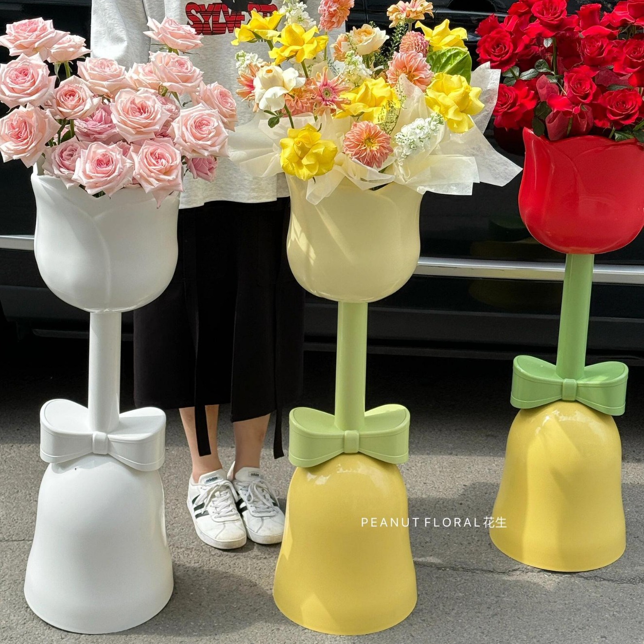 Tulipanas jardín tipo suelo adornos para el hogar adornos de almacenamiento de jardín de flores accesorios de boda abierto flor barril