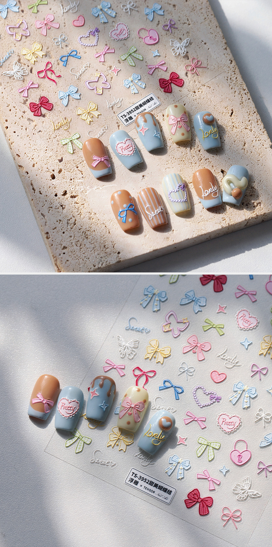 10g Weight Nail Decals Classification of Nail Art Accessories Sweet Simple Style Heart Shape Bow Knot Nail Stickers Nail Patches