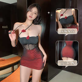 橘火情趣内衣新年款纯欲睡裙激情辣妹吊带胸垫透视包臀裙一件代发