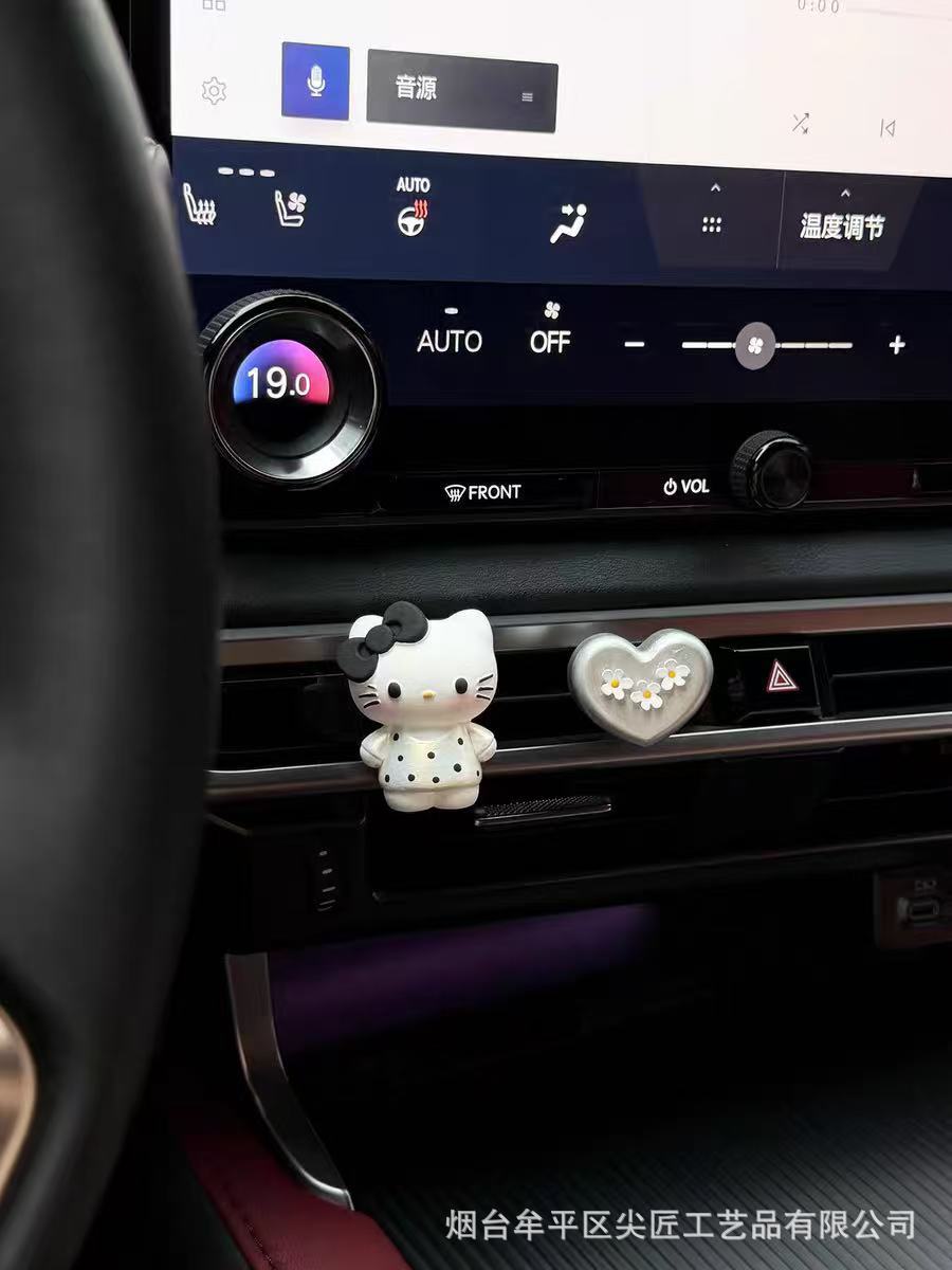 Cute Kt Cat Car Air Freshener Car Vent Fragrance Car Interior Girly Decoration Light Fragrance Diffuser Stone Ornament