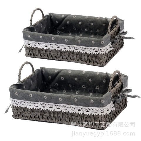 Cesta de almacenamiento tejido de escritorio organización cesta sundries merienda almacenamiento cesta juguete cosméticos almacenamiento cesta tela clave caja