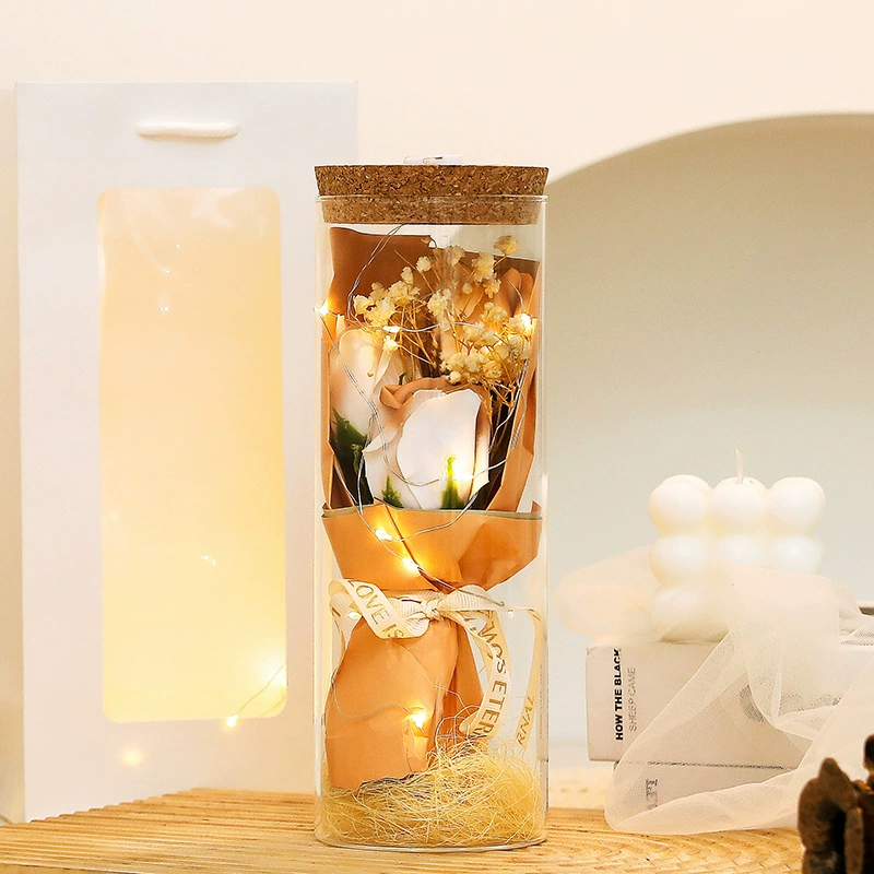 Подарочная стеклянная открытка ко Дню матери с букетом пожеланий Rose Eternal Bouquet Ornament Creative Dried Flowers 520 оптовая продажа