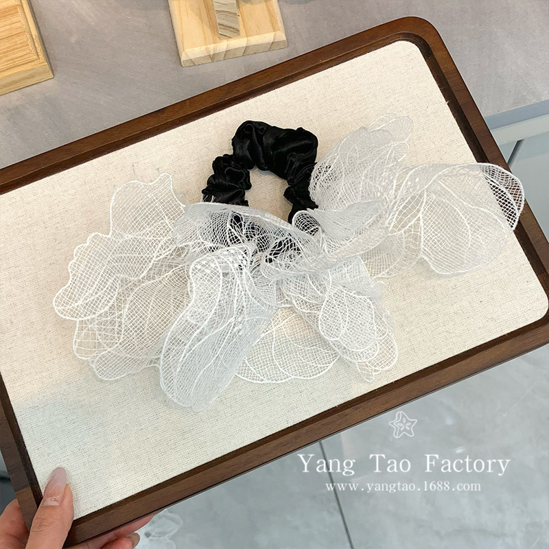 Artística coreana para el cabello encaje hecha a mano estereoscópio pétalos de resorte clip para el cabello dulce tela de hadas anillo de cabello