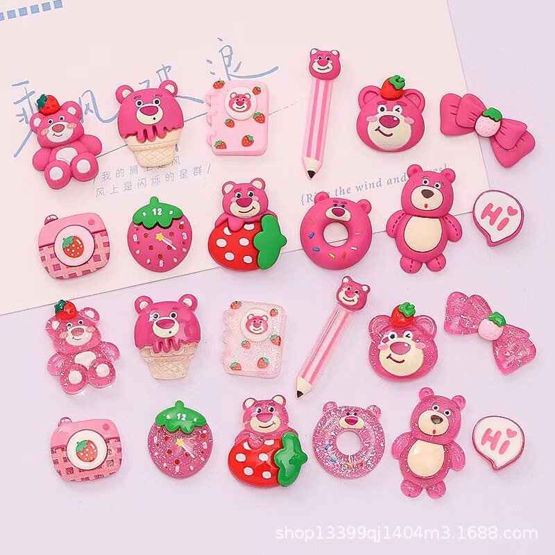 Simulation resin accessories cute creative strawberry bear donut DIY mobile phone case shoe buckle hair accessories patch material