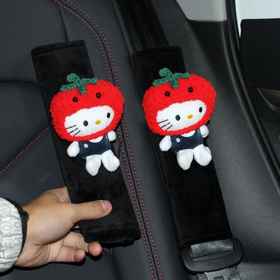 interior decoration, Seat belt shoulder pad - a-pair-of-strawberry-kt-shoulder-pads