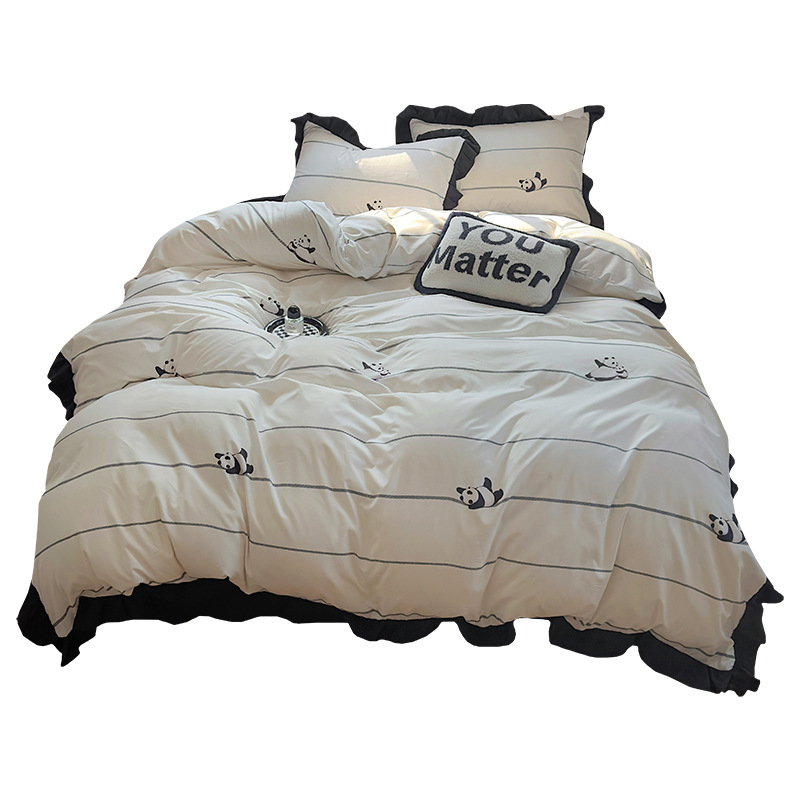 Nuevo estilo francés suave in encaje flor de algodón lavado con agua cama de cuatro piezas sábanas de cama