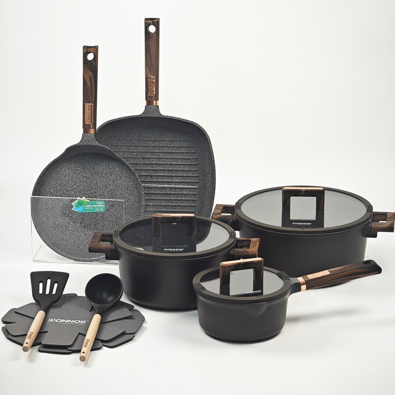 Donnor venta transfronteriza caliente Jili 13 piezas antiadherente conjunto de platos de cocina