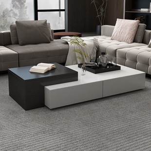 Italian Minimalist Rock Plate Coffee Table Living Room Rectangular Lifting Tea Table Feeling Modern Style Small Apartment Floor Storage