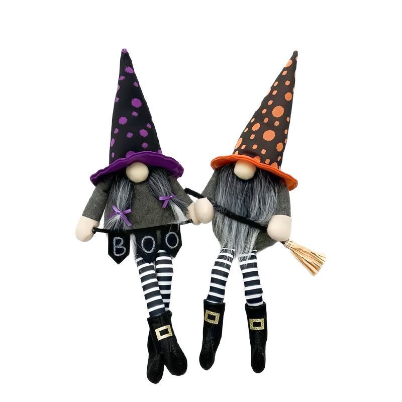 2025 新しいハロウィン装飾黒ローブルドルフとんがり帽子魔女顔のない人形ノーム装飾品会場レイアウト|undefined