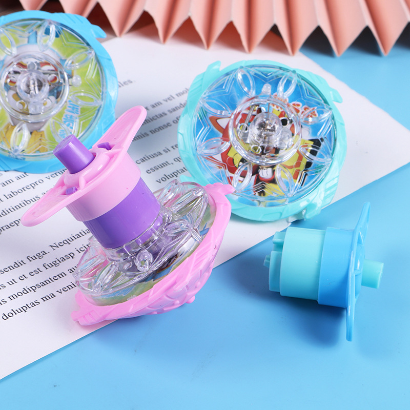 Colorido giroscopio flash luminoso eyección giroscopio juguetes jardín de infantes para niños