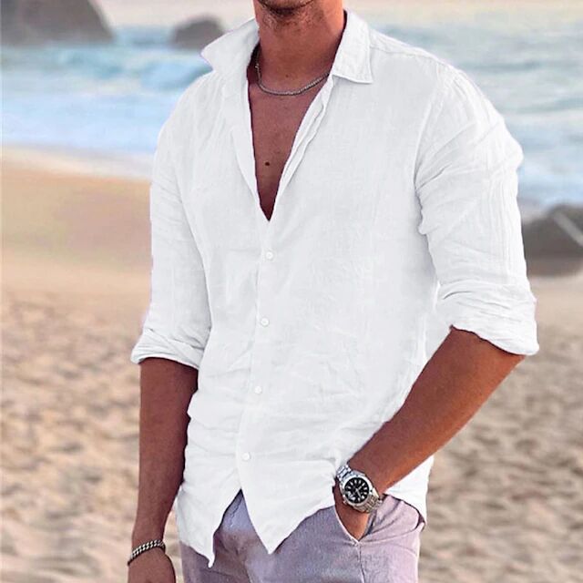 Men's AliExpress hot summer shirt beach solid color lapel shirt spring and summer outdoor street shirt Men's AliExpress hot summer shirt beach solid color lapel shirt spring and summer outdoor street shirt