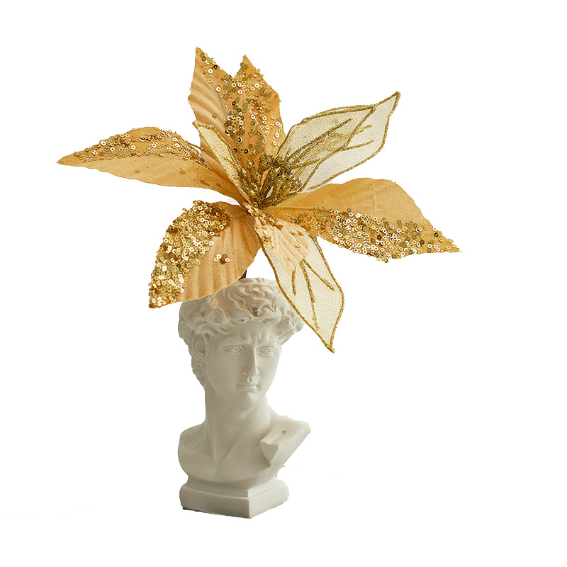 30cm flores de Navidad decoración de árbol de Navidad flores de oro de champán flores falsas flores hechas a mano flores DIY botellas de flores accesorios