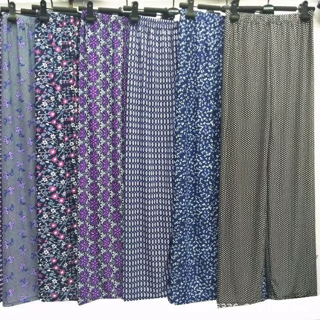 Летние тонкие брюки для пожилых людей, брюки из ледяного шелка с девятью точками, свободная верхняя одежда из эластичной резинки с высокой талией, брюки с прямыми штанинами, брюки с цветочным принтом