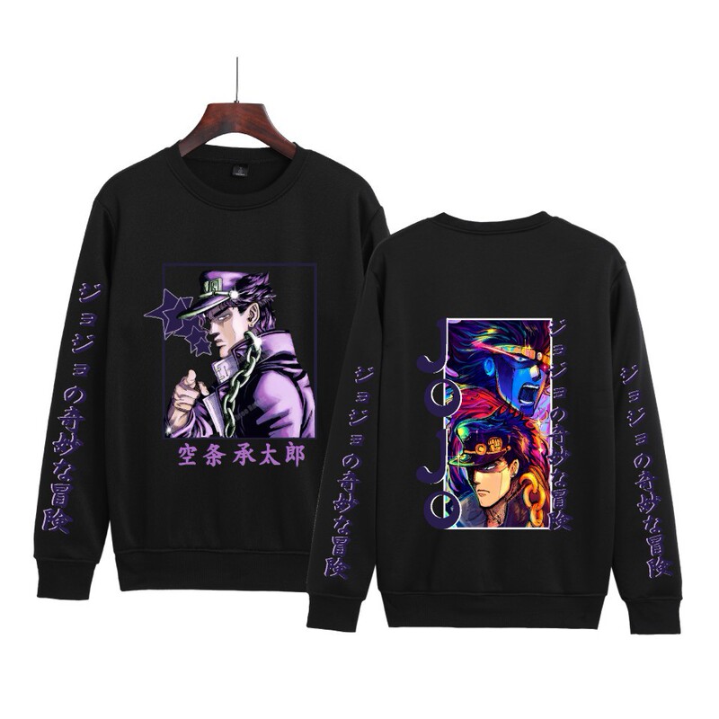Foreign trade cross-border hot search JOJO's wonderful adventure series Japanese anime print peripheral men's and women's round neck sweater Foreign trade cross-border hot search JOJO's wonderful adventure series Japanese anime print peripheral men's and women's round neck sweater