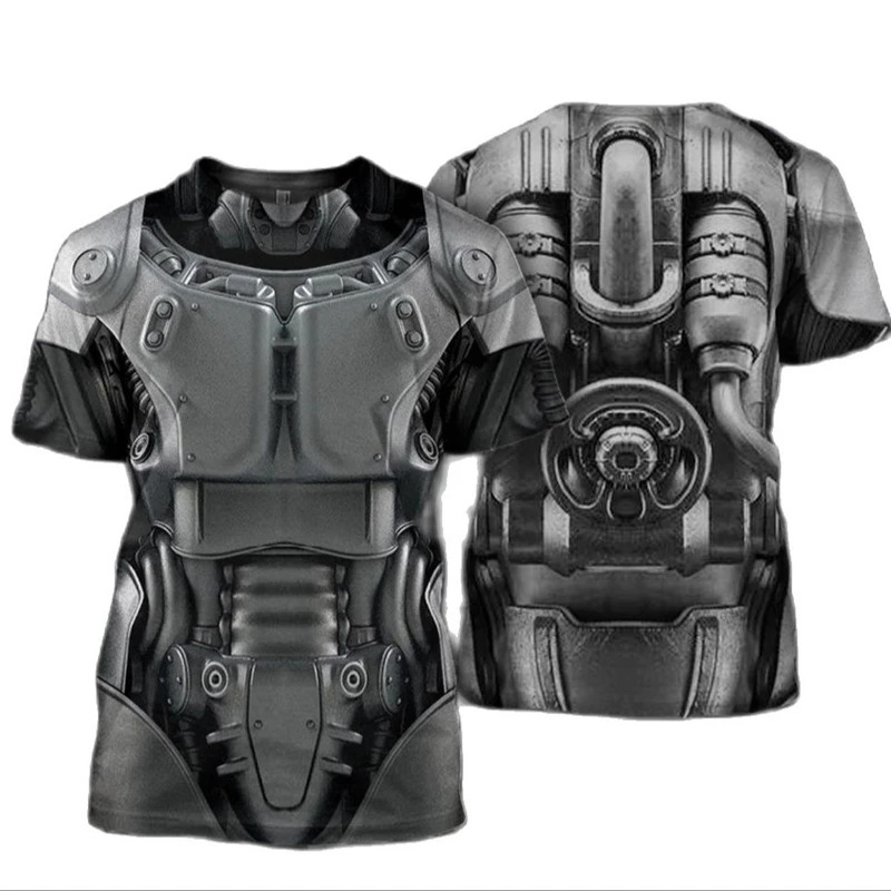 Knight Armor Cosplay T-Shirt Men's 3D Printed Casual Fashion Round Neck Short-Sleeved Street Clothing Trendy T-Shirt