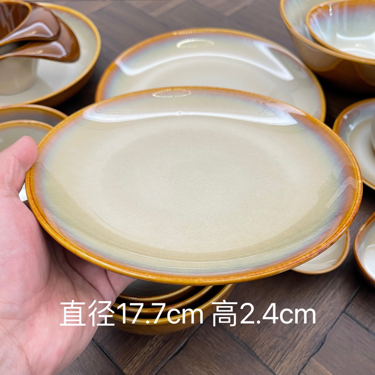 Vajilla de cerámica de porcelana color marrón miel, plato llano, plato hondo, pieza única, de almacén LZ Lu, para comercio exterior transfronterizo. image 8