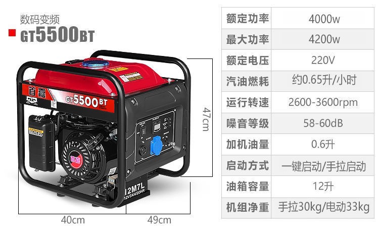 Shoujia Gasoline Generator Household 220V Single Phase 3Kw/5Kw/6Kw/8Kw/10Kw 12Kw Three Phase 380V