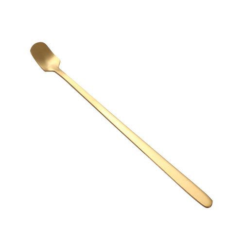 Wholesale stainless steel long handle square head spoon golden coffee stirring spoon thermostatic cup ice spoon honey spoon can be printed with logo