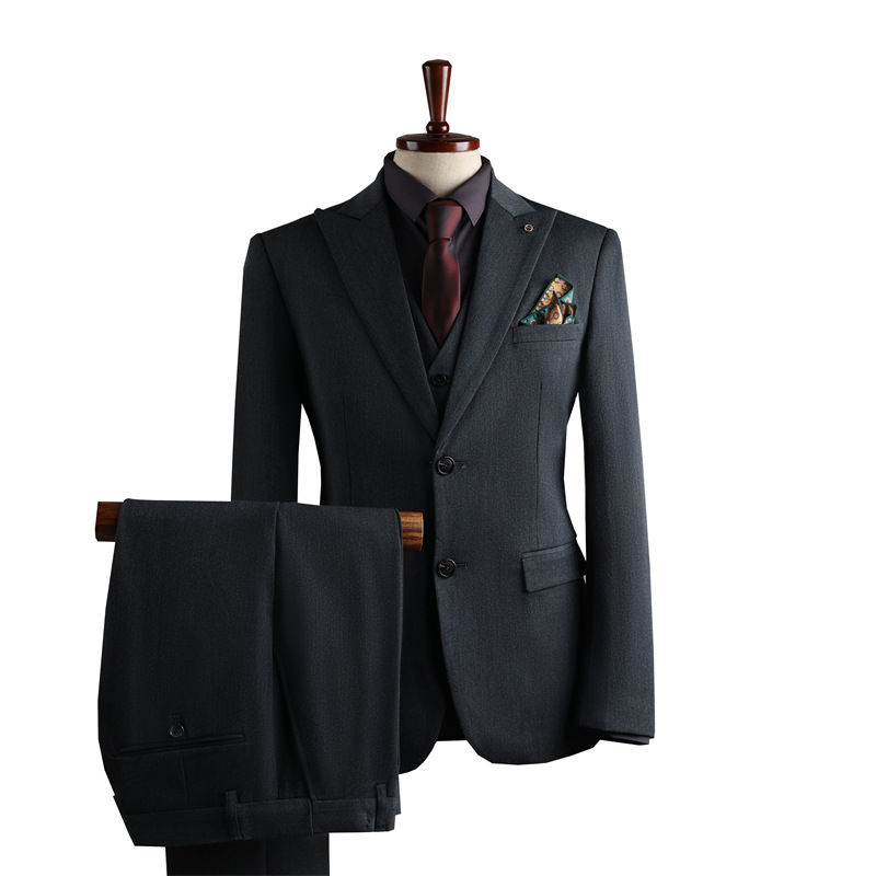 Men's British Style Three Piece Suit Solid Color Business Formal High Quality Two Button Skinny Board Grooms Wear_voghion.com