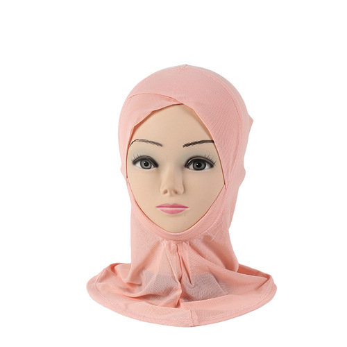 Cross-border new arrival solid color mesh ordinary cross-style base cap, forehead-crossing women's headscarf, Hui ethnic group headscarf wholesale