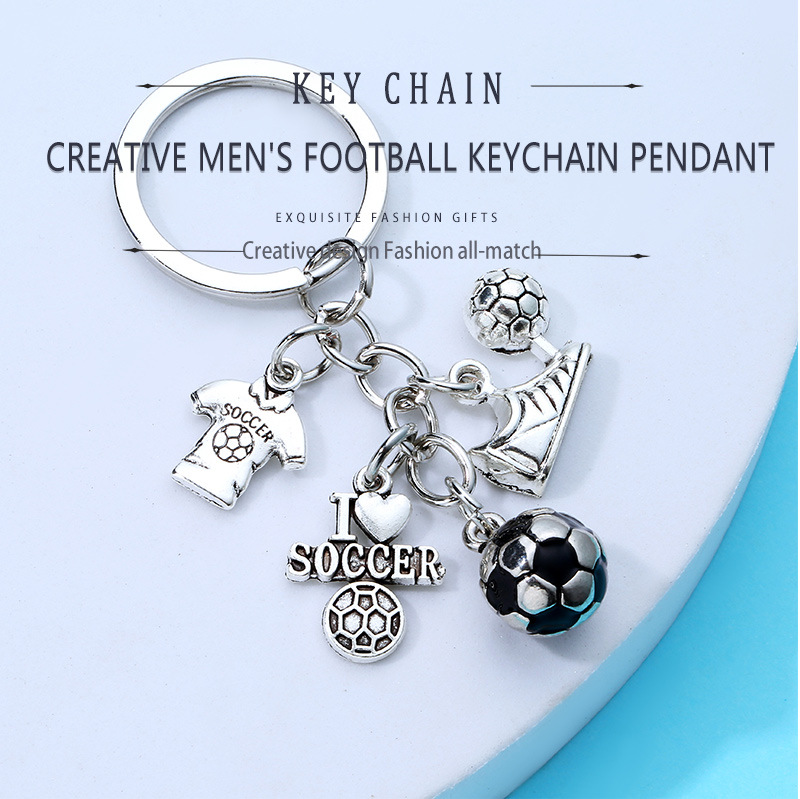 Men 's Football Key Creative Personality Football Key Ring Alloy Drip Keychain Pendant display picture 1