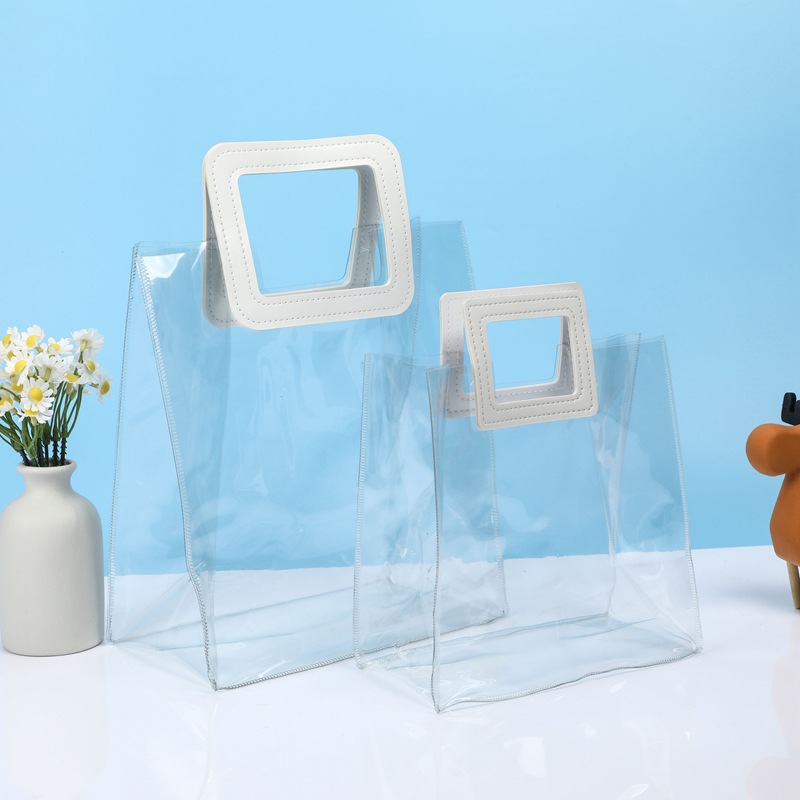 PVC透明手提袋七夕中秋鲜花伴手礼袋子加厚收纳袋定 制可加印logo