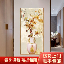 流水挂画发财树玄关装饰画寓意好的山水风景画迎客松走廊壁画