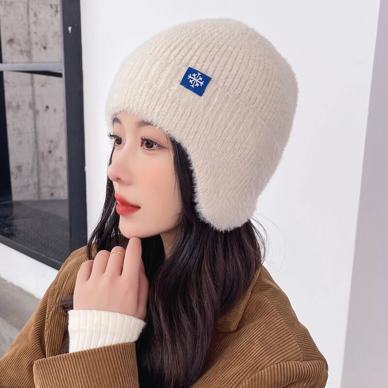 冬天帽子加绒加厚新款护耳毛线帽女户外骑车防风保暖毛线针织帽|undefined