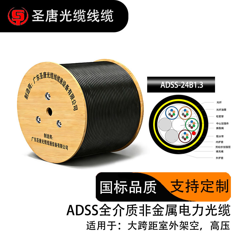 ADSS双护套光缆全介质自承式架空电力光纤线24芯室外非金属光缆