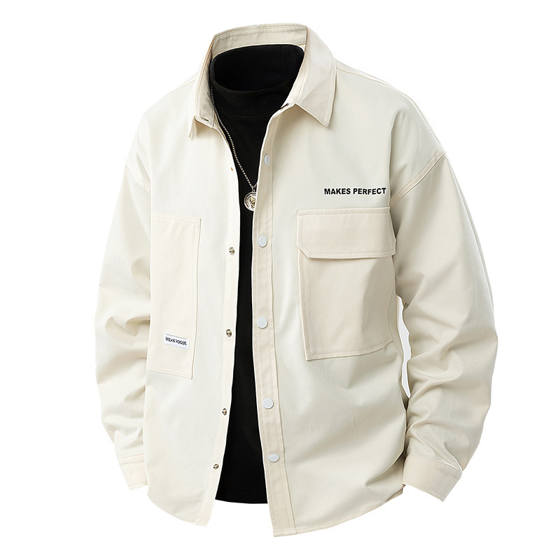 2025 Spring and Autumn New Japanese Style Jacket Shirt Street Casual Men's Thin Trendy Outfit Long Sleeve Coat