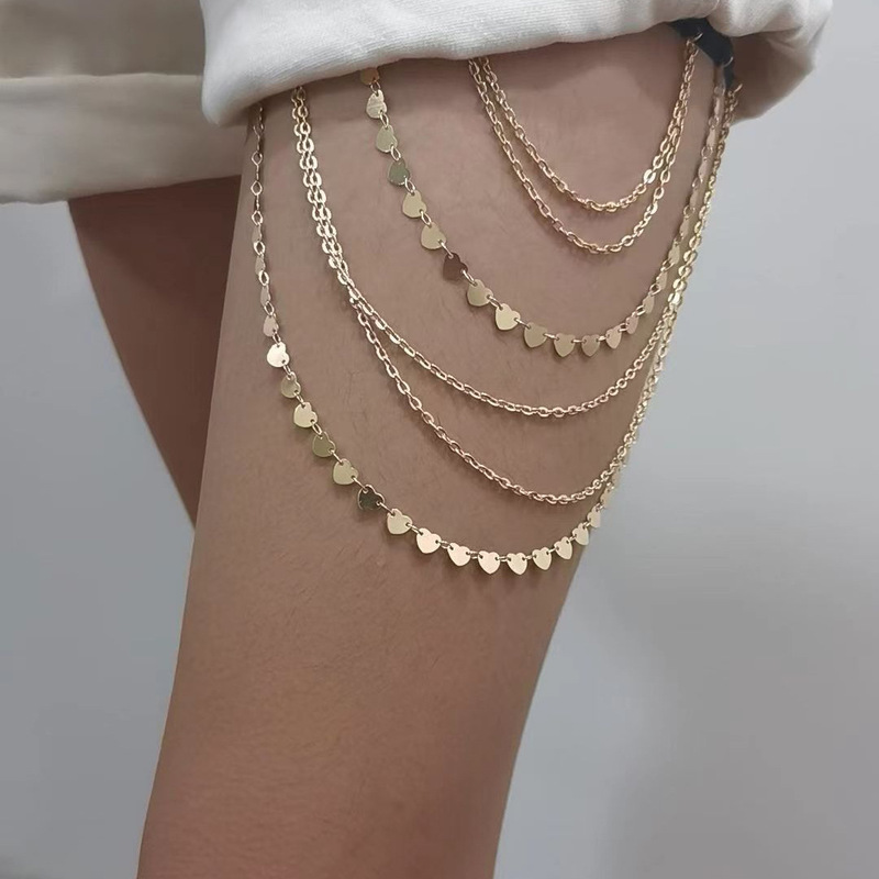 Europe and the United States cross-border jewelry sexy flash diamond elastic belt thigh chain women's personality sweet cool pearl chain beach leg ornaments