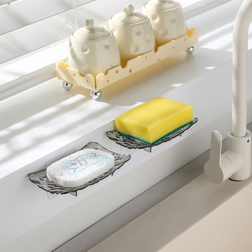 Soap Dish Countertop Luxury Hole-Free Drainage Shelf Home Bathroom Toilet Washing Sink Soap Rack Dry