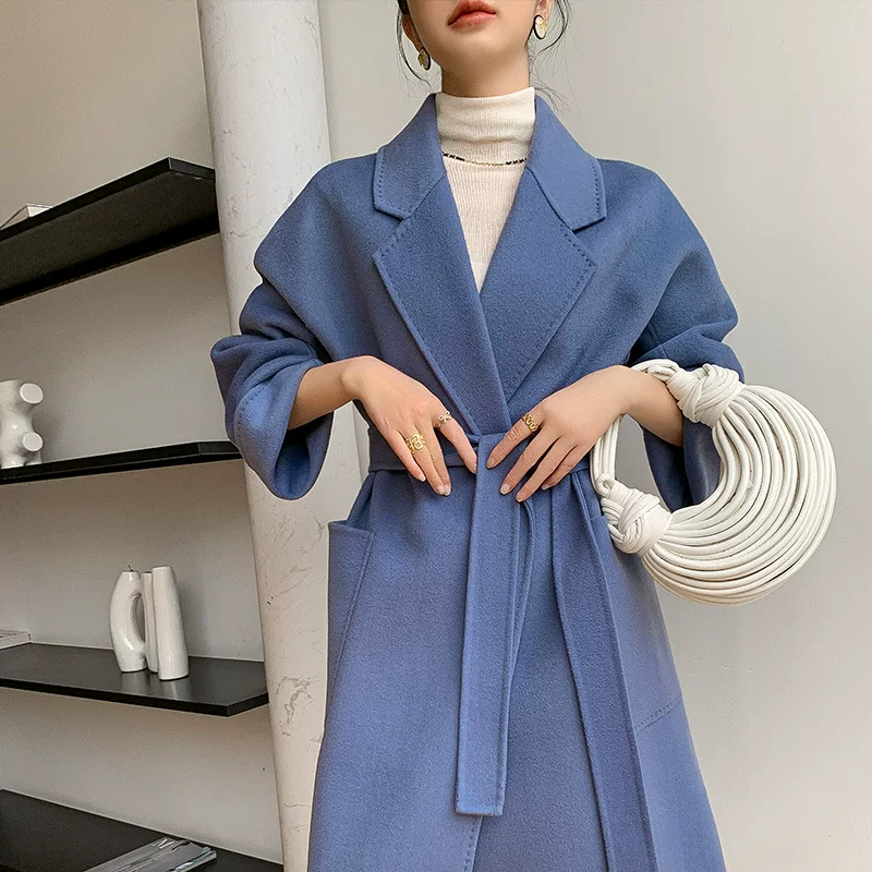 Woolen double-sided demi-season suit, solid coat, 2024 years