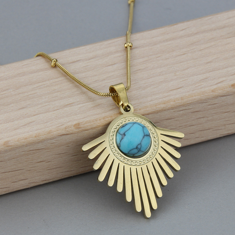 Simple Style Geometric Titanium Steel Earrings Necklace Artificial Gemstones Stainless Steel Necklac