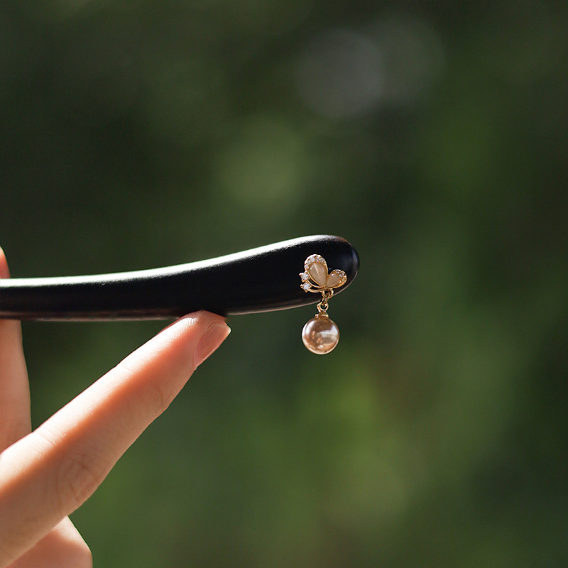 Ebony New Chinoiserie Exquisite Daily Versatile Short 15cm Small Butterfly Pendant Hairpin 2025 New Style Ebony New Chinoiserie Exquisite Daily Versatile Short 15cm Small Butterfly Pendant Hairpin 2025 New Style