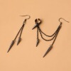 Fashionable asymmetrical chain with tassels, arrow, earrings, retro ear clips, European style, punk style