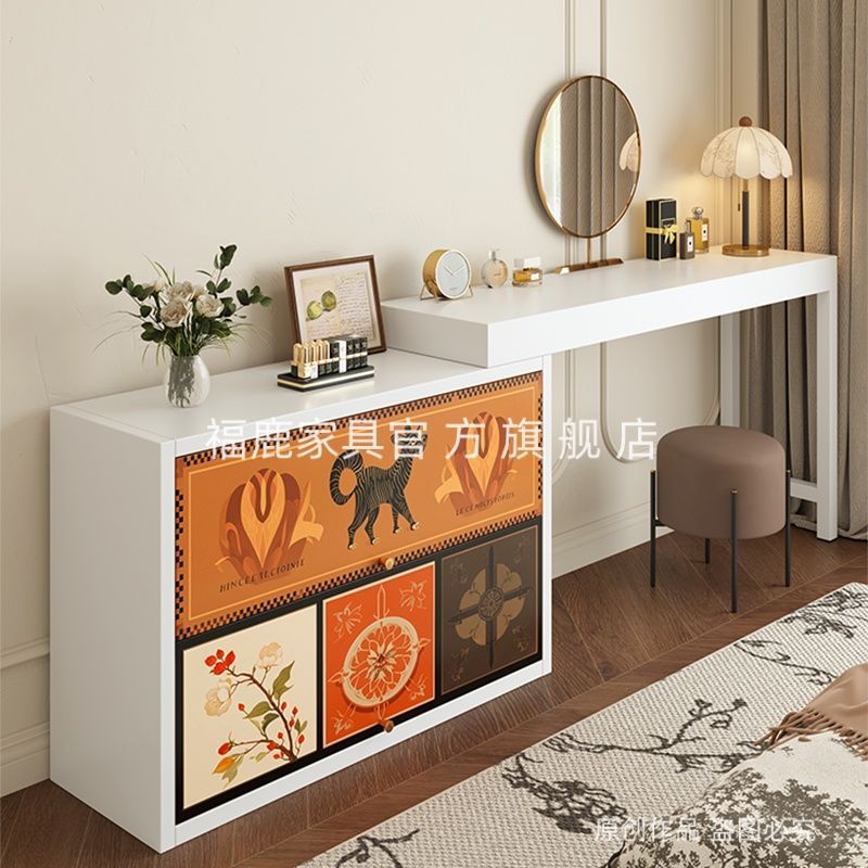 Steel Printed Dressing Table and Cupboard Integrated Bedroom Bedside Storage Dressing Table Storage Locker Iron Dressing Table