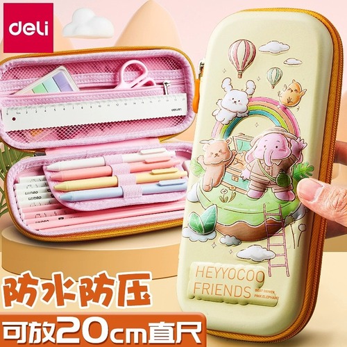 Deli Stationery Children's Student Pen Bag Stationery Box Student Storage Bag Stationery Bag Large Capacity Cartoon Pencil Box