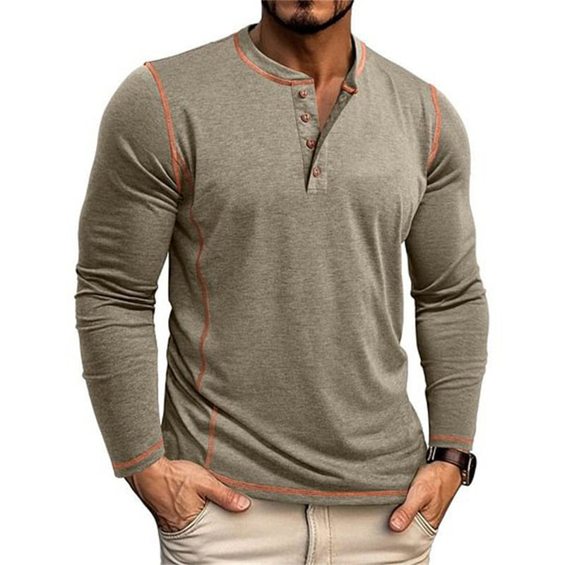 2025 Spring and Autumn New Amazon Independent Site Cross-Border European and American Long-Sleeve Stand-Collar T-Shirt Men's Shirt Top 2025 Spring and Autumn New Amazon Independent Site Cross-Border European and American Long-Sleeve Stand-Collar T-Shirt Men's Shirt Top