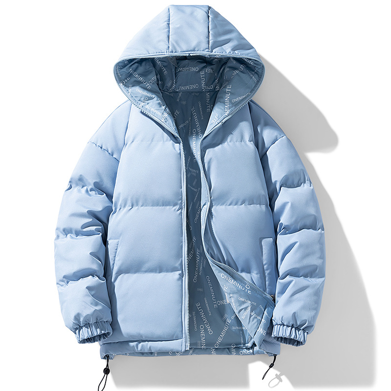 Double sided down men's plus size winter thick warm jacket, couple's casual hooded cotton jacket_voghion.com