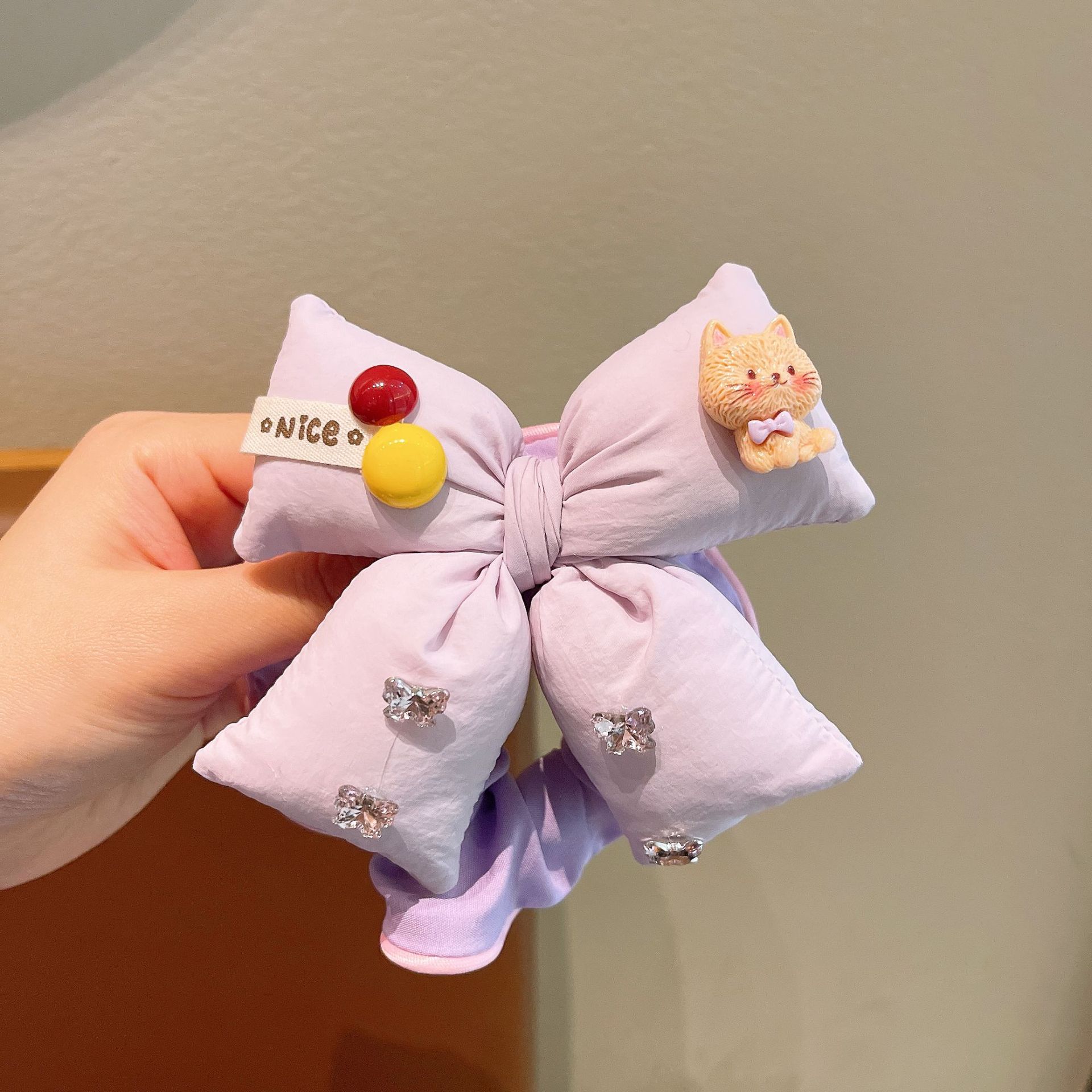 Nuevo color candy coreano color contraste lleno de algodón arco tridimensional anillo de pelo de intestino grande adorable joyas de pelo de bolas de niña