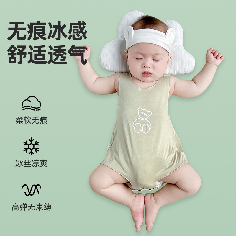Bag fart clothing summer sleeveless vest triangle ha clothing modal Ice Silk baby boys and girls summer climbing clothing baby jumpsuit
