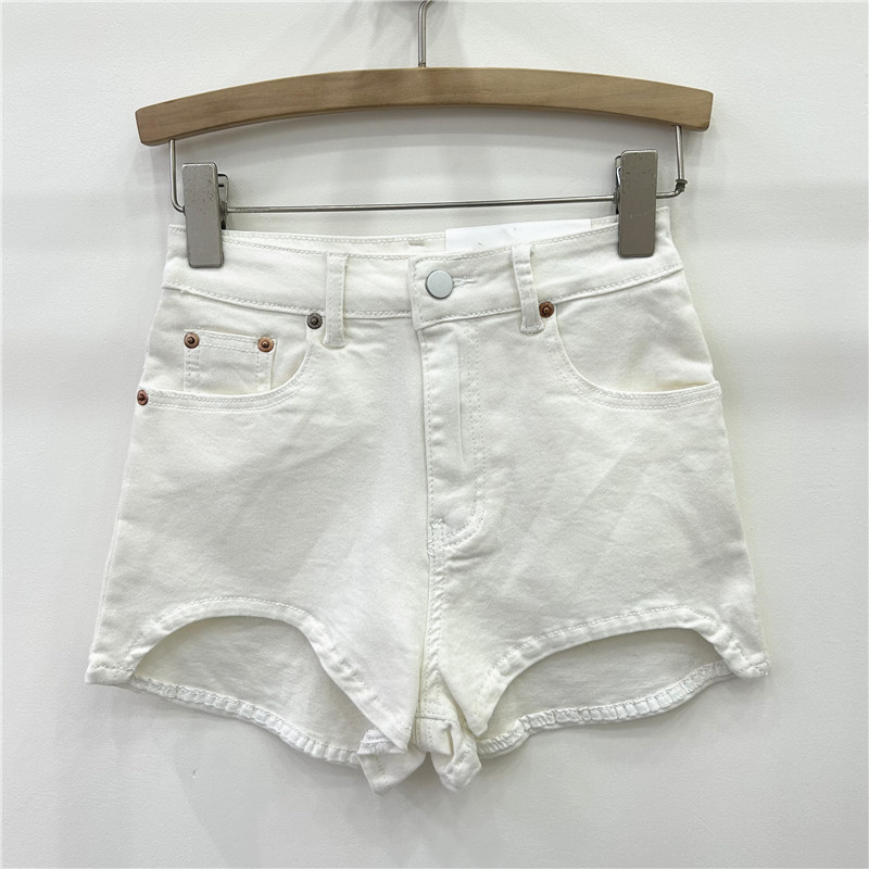 Pantalones Cortos de Mezclilla Elásticos de Cintura Alta con Lavado para Verano