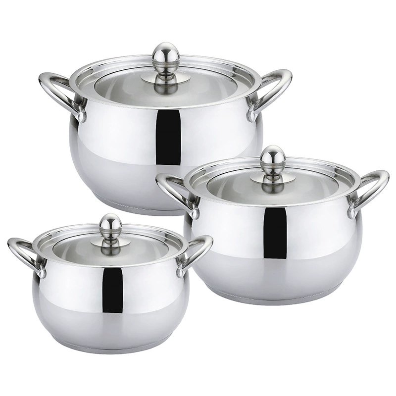 Factory goods free shipping Jiangmen high quality thickened food grade 201 stainless steel soup pot set 5-layer bottom gift pot foreign trade