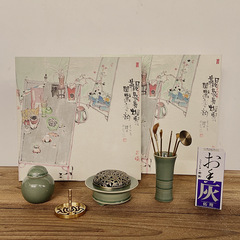 香道套裝禮盒越窯青瓷純銅香篆香勺香掃香壓陶瓷香爐茶道套裝配件